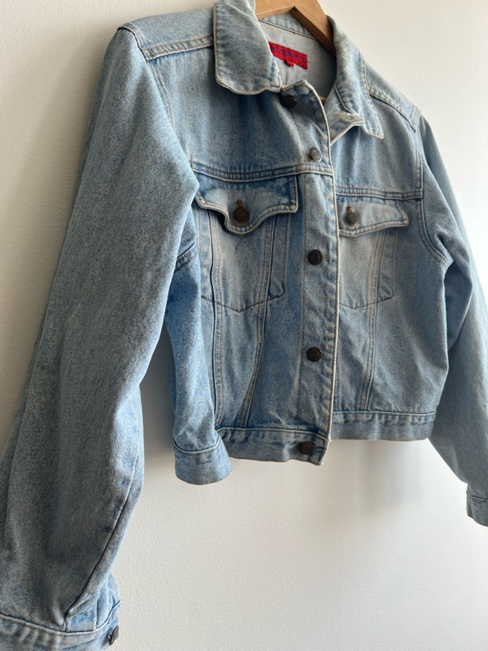 Vintage Embroidered Patch Upcycled Denim Jacket Size Small Oversized - Picture 4 of 8